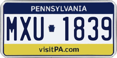PA license plate MXU1839