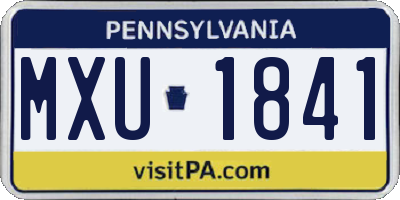 PA license plate MXU1841