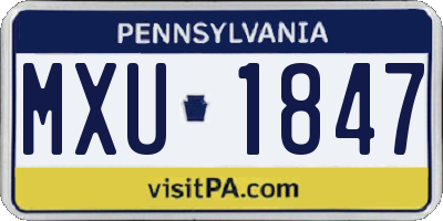 PA license plate MXU1847