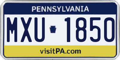 PA license plate MXU1850