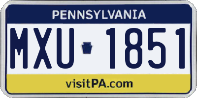 PA license plate MXU1851
