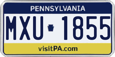 PA license plate MXU1855