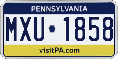 PA license plate MXU1858