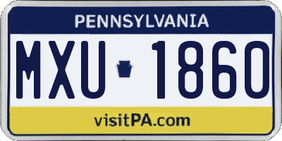 PA license plate MXU1860
