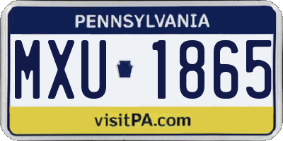 PA license plate MXU1865
