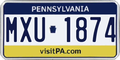 PA license plate MXU1874