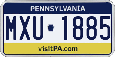 PA license plate MXU1885