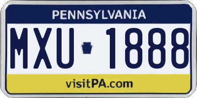 PA license plate MXU1888