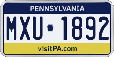 PA license plate MXU1892
