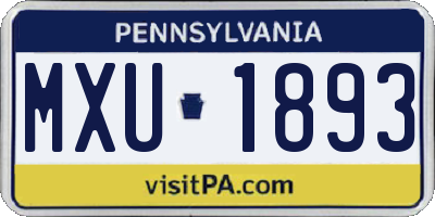 PA license plate MXU1893