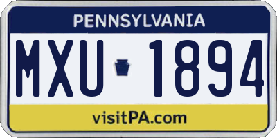 PA license plate MXU1894