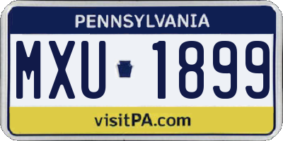 PA license plate MXU1899