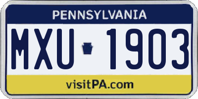 PA license plate MXU1903