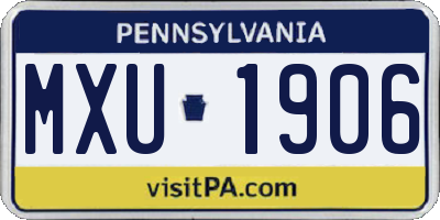 PA license plate MXU1906