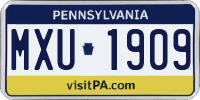 PA license plate MXU1909