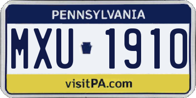 PA license plate MXU1910