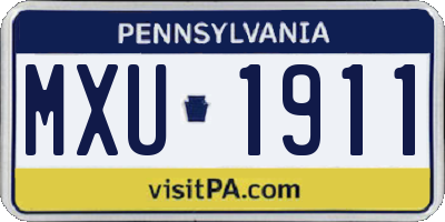 PA license plate MXU1911