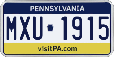 PA license plate MXU1915