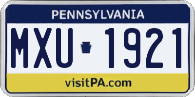 PA license plate MXU1921