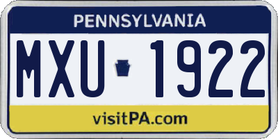 PA license plate MXU1922