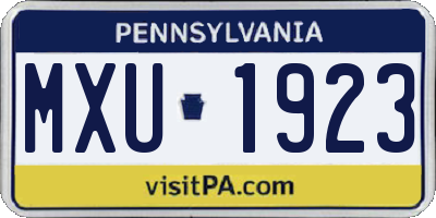 PA license plate MXU1923