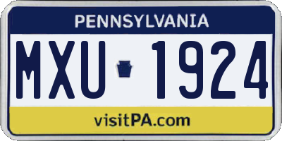 PA license plate MXU1924