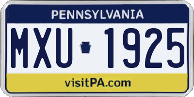 PA license plate MXU1925