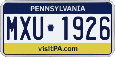 PA license plate MXU1926