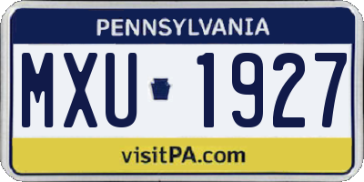 PA license plate MXU1927