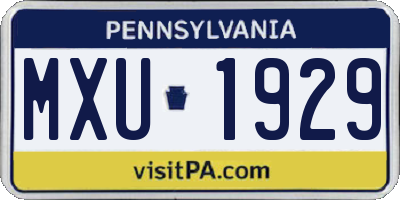 PA license plate MXU1929