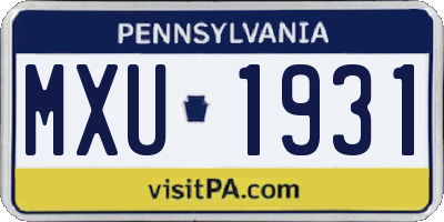 PA license plate MXU1931