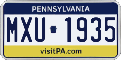 PA license plate MXU1935