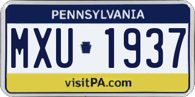 PA license plate MXU1937
