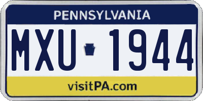 PA license plate MXU1944