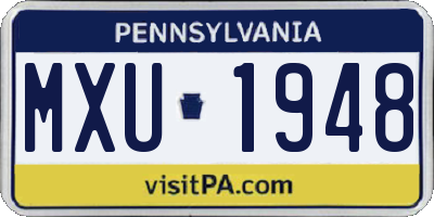 PA license plate MXU1948