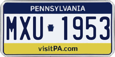 PA license plate MXU1953