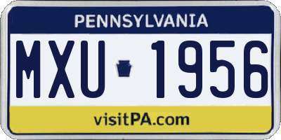 PA license plate MXU1956