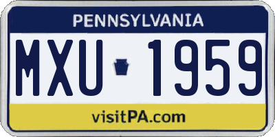 PA license plate MXU1959