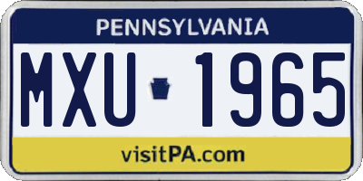 PA license plate MXU1965