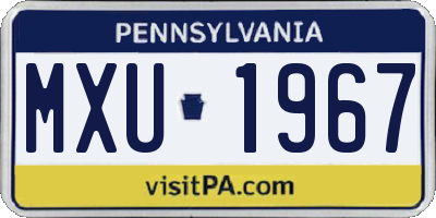 PA license plate MXU1967