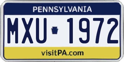 PA license plate MXU1972