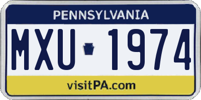 PA license plate MXU1974
