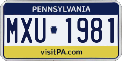 PA license plate MXU1981