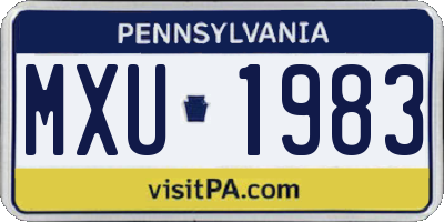 PA license plate MXU1983