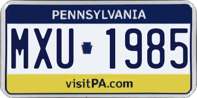 PA license plate MXU1985