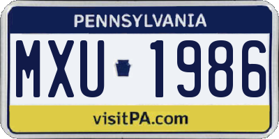 PA license plate MXU1986
