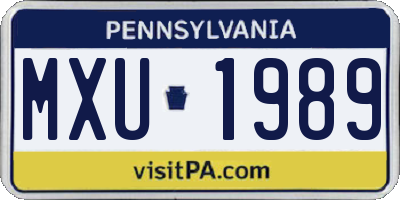 PA license plate MXU1989
