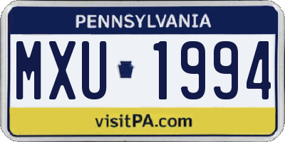 PA license plate MXU1994