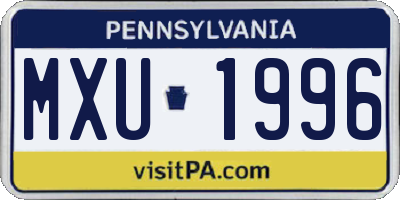 PA license plate MXU1996