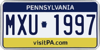 PA license plate MXU1997